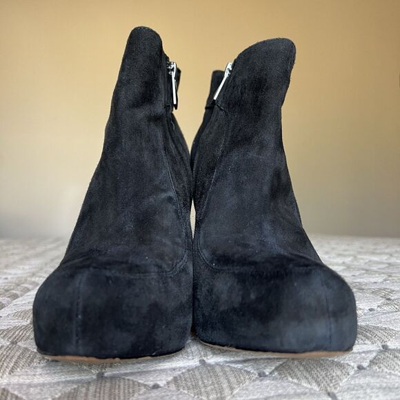 Sam Edelman Black Kit Suede Heeled  Ankle Booties Women 8 M Double Side Buckle - Picture 9 of 16